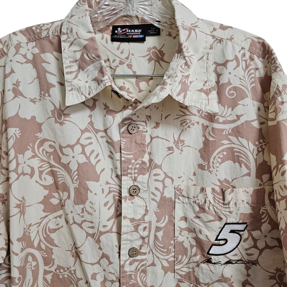Chase Authentics NASCAR Mark Martin #5 Hawaiian Shirt Mens LG Hendrick Button Up